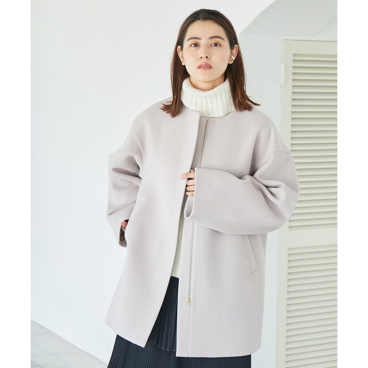 VERY12月号掲載】カシミヤ混ダブルクロスジップハーフコート | ロペ