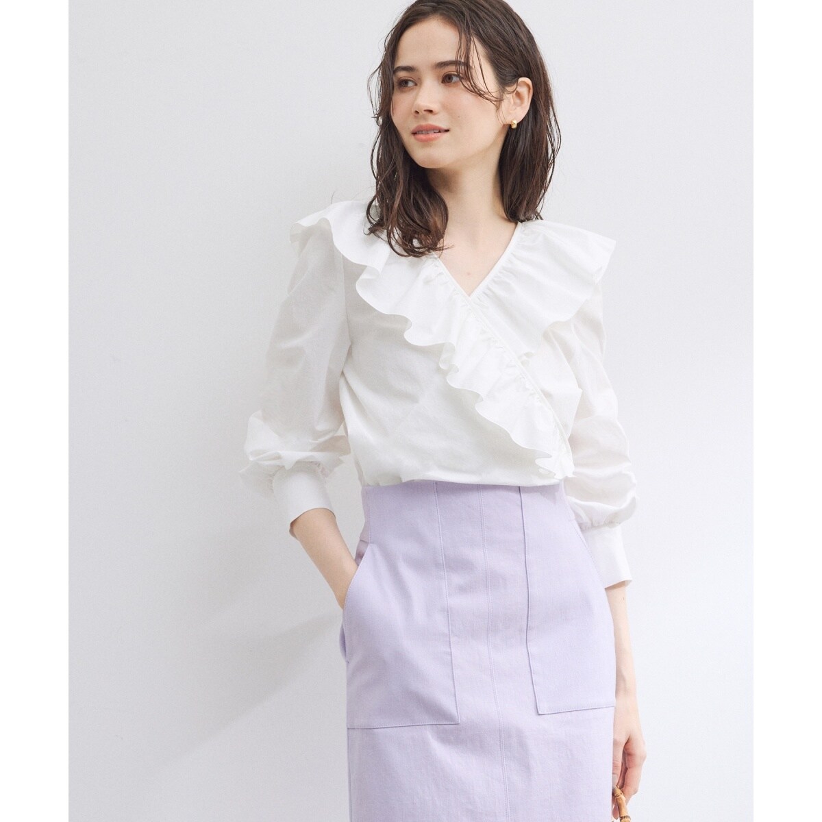 SCOTT CLUB】バックネックリボンプリーツカシュークールセットアップ SCOTT CLUB】バックネックリボンプリーツカシュークールセットアップ