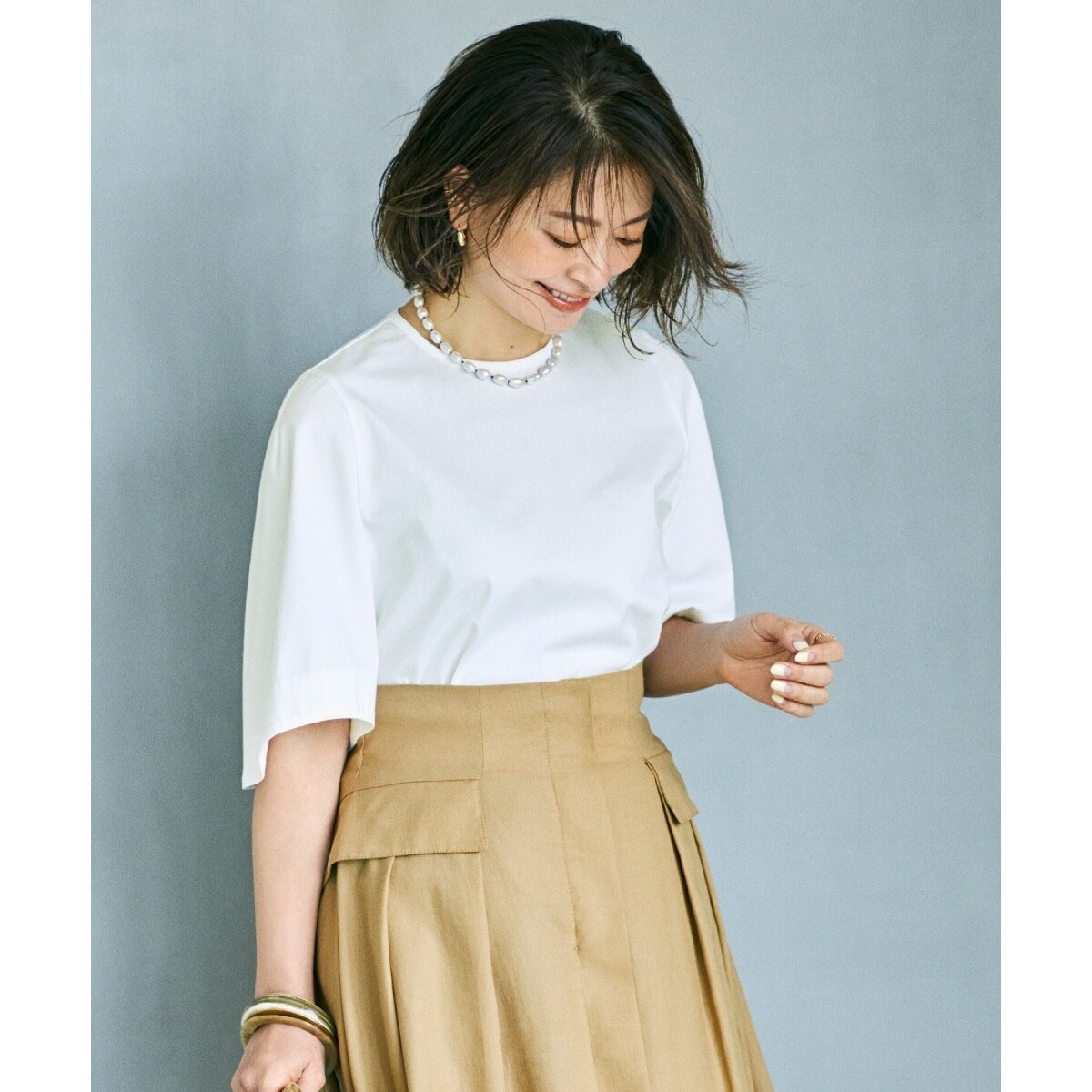 ROPE【エディター三尋木奈保さんコラボ】大人きれいめTシャツ 高評価】【エディター三尋木奈保さんコラボ】大人きれいめ ツヤ