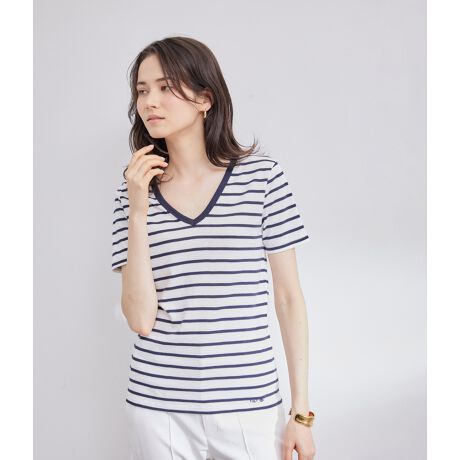 【PETIT BATEAU（プチバトー）×ROPE 】VネックTEE | ロペ(ROPE') | GFM23020 | ファッション通販