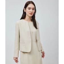 トリアセテートダブルクロス クルーネックジャケット【セレモニー/通勤対応】【洗える】