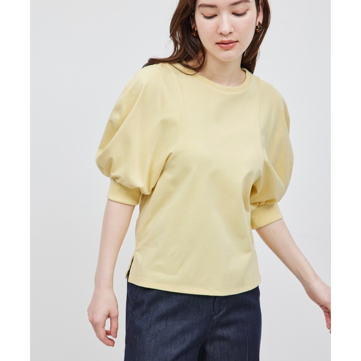 ロペ（ROPE’）/コットンボリュームスリーブショート丈カットソー コットンボリュームスリーブショート丈カットソー | ロペ(ROPE