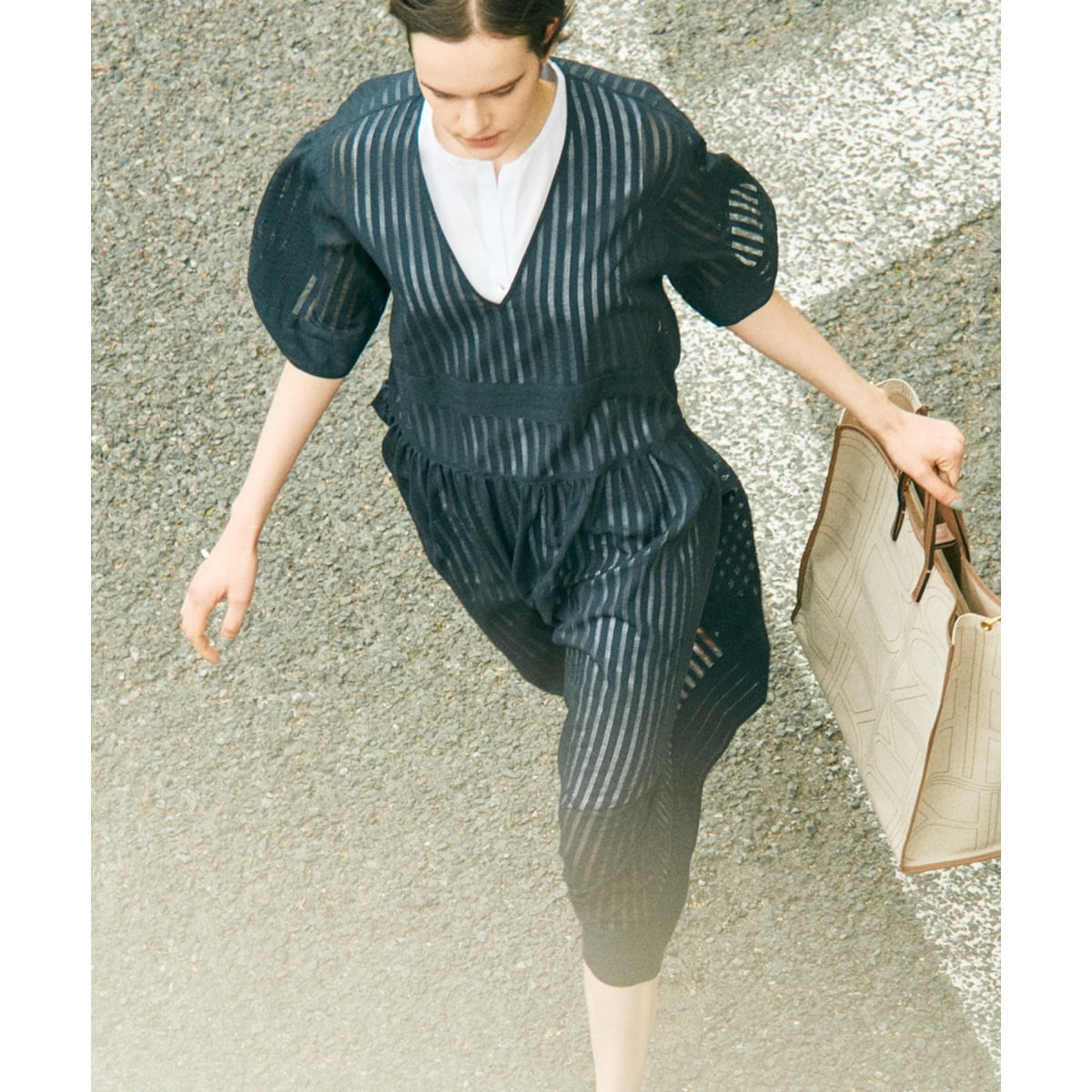 ロペ（ROPE’）/シャドーストライプ/楊柳 レイヤードワンピース シャドーストライプ/楊柳 レイヤードワンピース | ロペ(ROPE