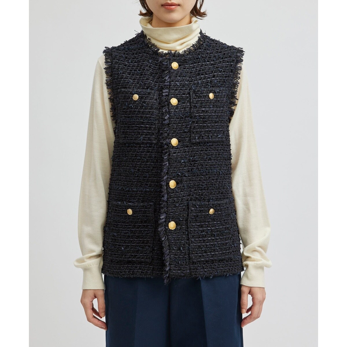 <COOHEM＞ TWEED VEST/ベスト COOHEM】BASIC TWEED VEST (コーヘン/ベーシックツイードベスト