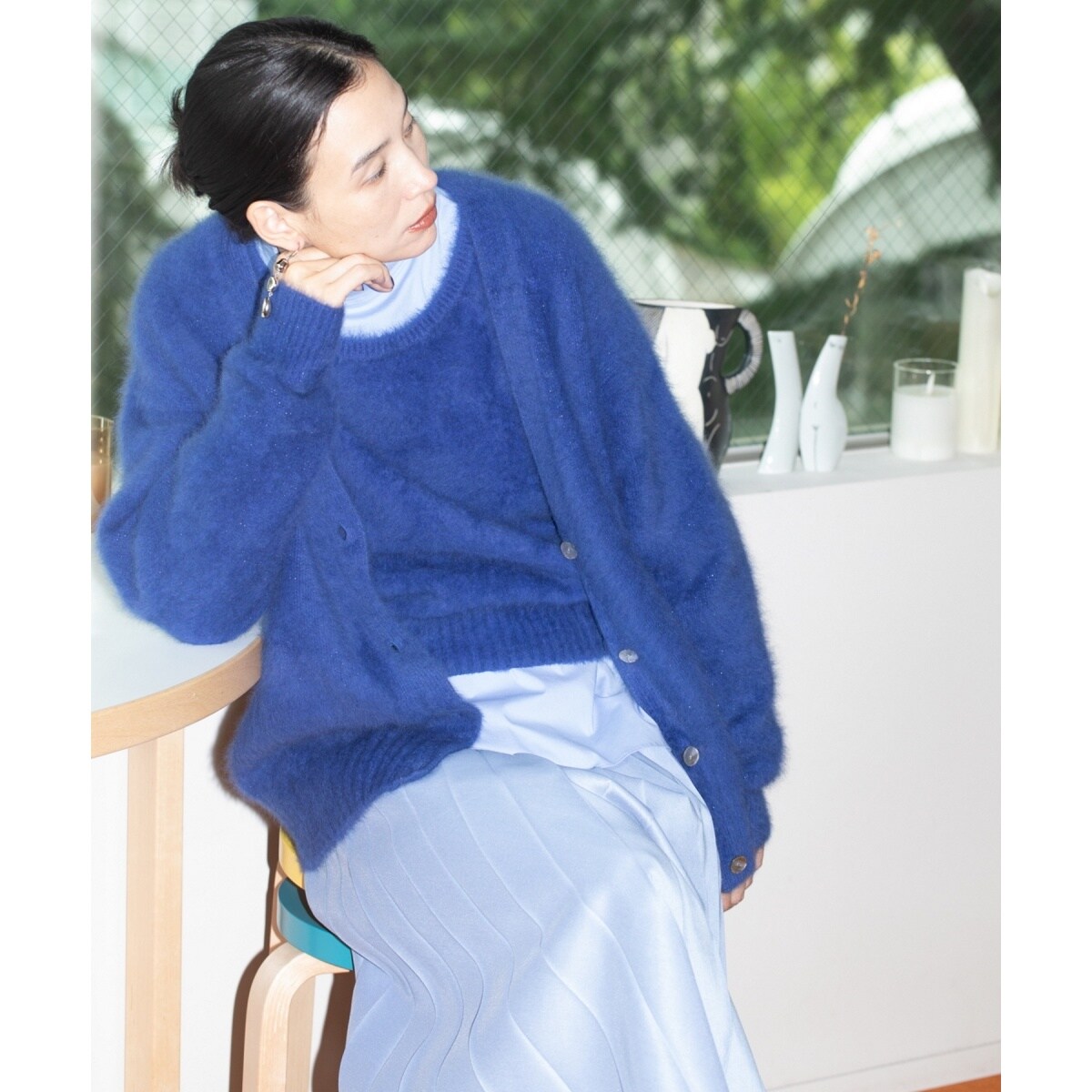 ラクーンミックスカーディガン　ブルー　新品 フォックスラクーンVネックカーディガン | ロペ(ROPE') | マルイウェブ