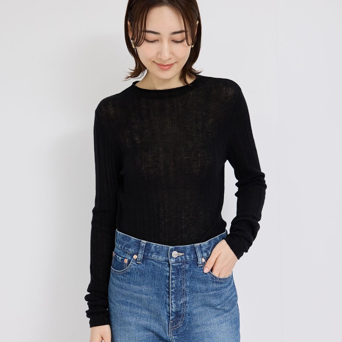 新品未使用50%オフ】ROPÉ ロペ フォックスラクーンクルーネックニット