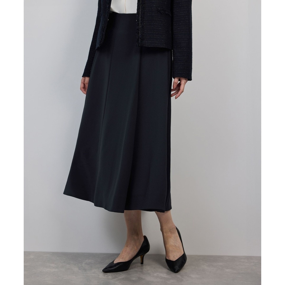 IENA イエナ　バイカラーリボンフレアスカート バイカラーリボンフレアスカート（ロング・マキシ丈スカート