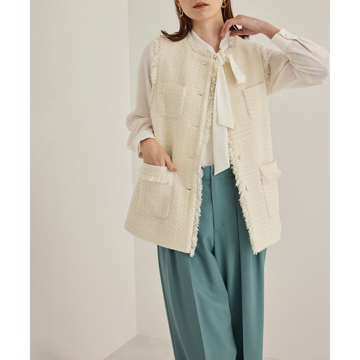 ROPE'（ロペ）の「【洗える】【21SS】前後2WAY畔ニットベスト