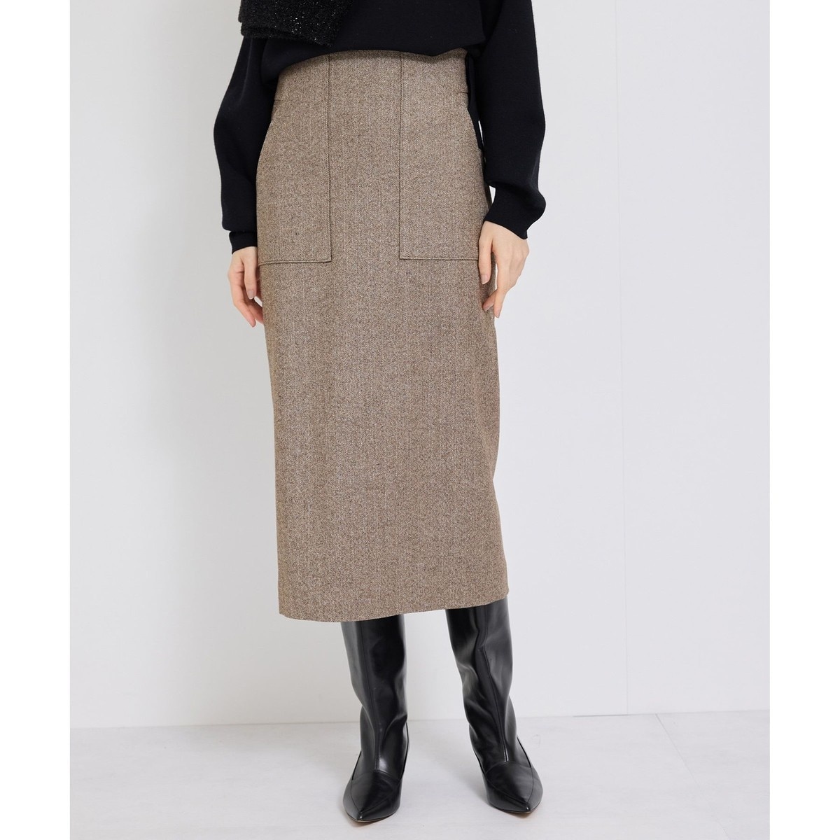 ROPE’ 【洗える】コットンリネンポケット付きタイトスカート ROPÉ(ロペ) / 【洗える】【新色追加】コットンリネンポケット