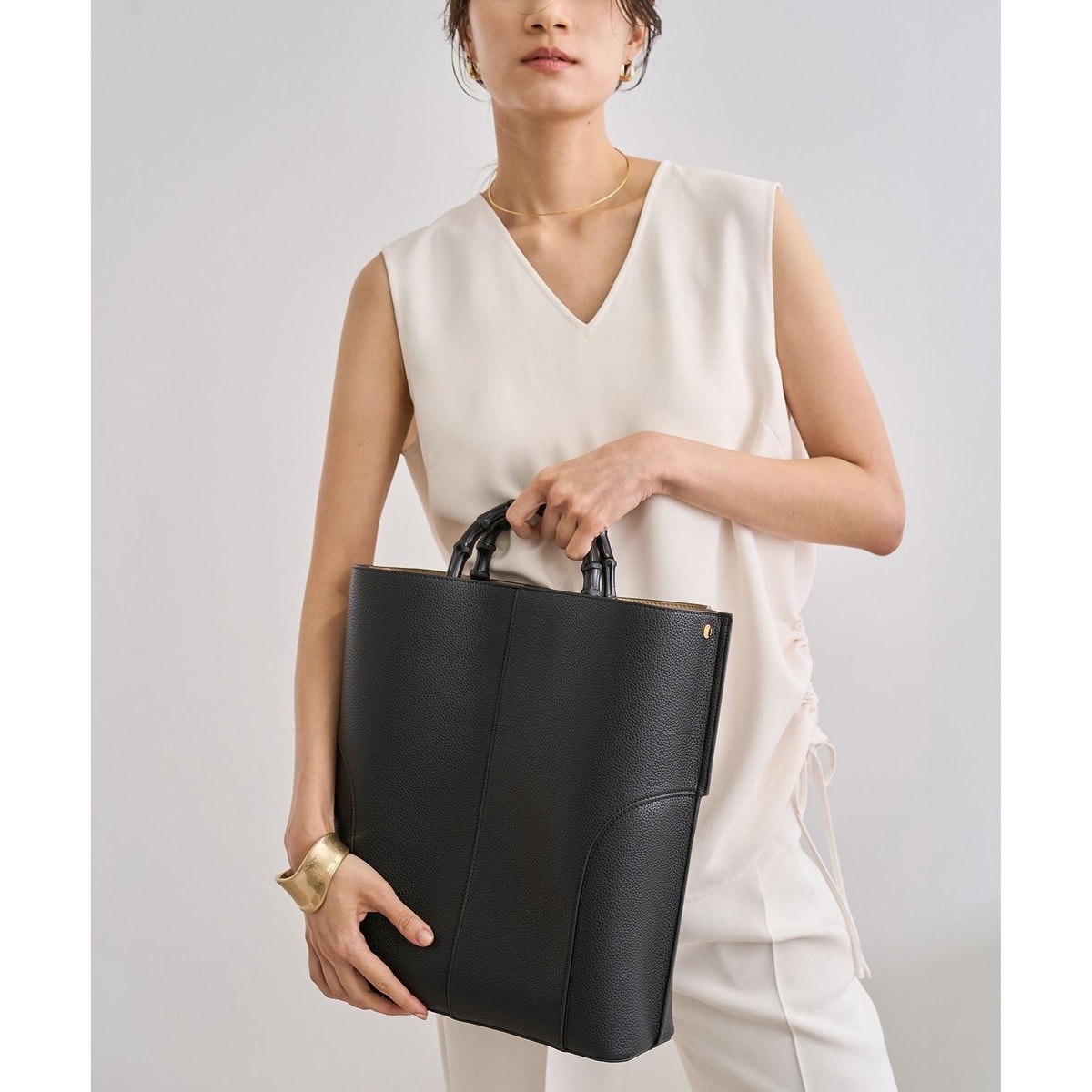 ★★①美品 RUSSET ラシット 三層 レザー ハンドバッグ ミニポーチ付 本革★★