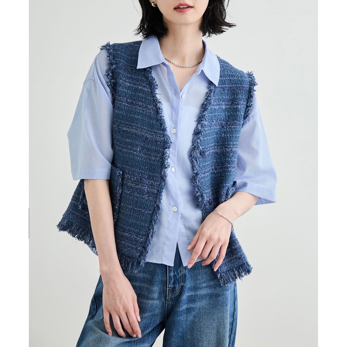 Sara mallika◆23SS/FRINGE GILET/ベスト/FREE/コットン/BEG/020931SL3// Sara mallika(サラマリカ) / 23SS/FRINGE GILET/ベスト/FREE