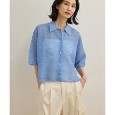 【洗える】シアークロップドポロニット