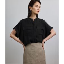 【洗える・カセット服】バックサテンフラップブラウス/お仕事・通勤・セットアップ対応【ドラマ着用】