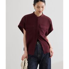 【洗える】バックサテンフラップブラウス/セットアップ対応