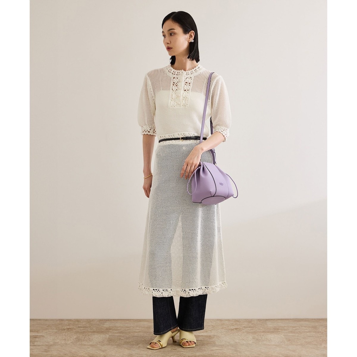 ROPE ロペ　ボカシフラワーウエストギャザーワンピース ROPÉ(ロペ) / 【DEVEAUX（デヴォー）】別注ボカシフラワー