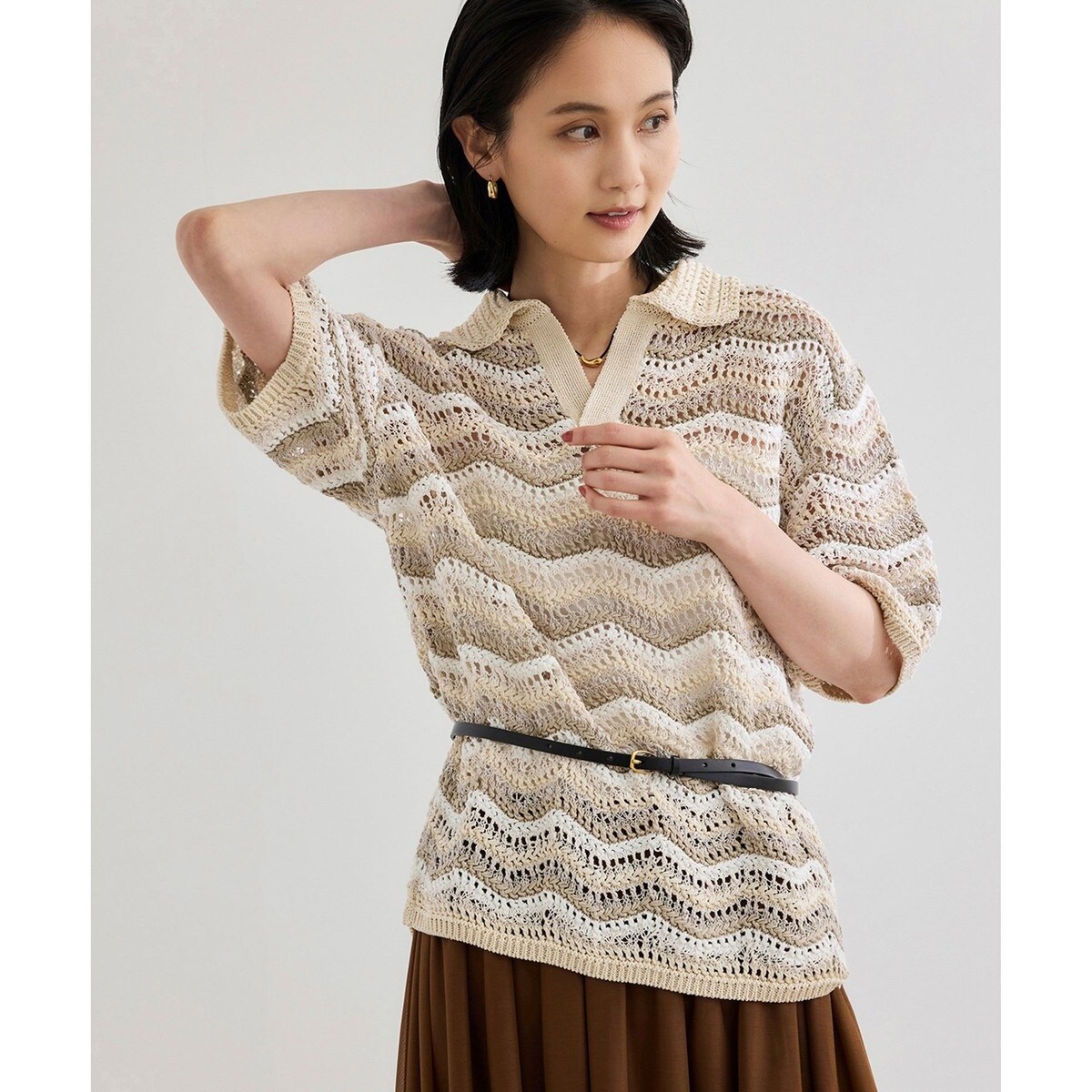 トップス 25ss COOHEM ZIGZAG SUKASHI KNIT PULLOVER COOHEM（コーヘン）】ZIGZAG SUKASHI KNIT PULLOVER【WEB・一部