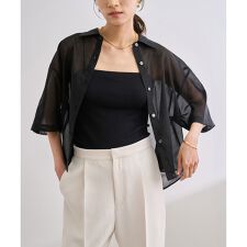 【洗える】コットンシアークロップドシャツ