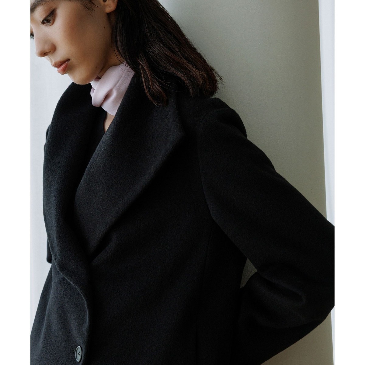 【美品】ROPE ロペ　プレミアム　カシミヤ　ショート　コート 高評価】プレミアムカシミヤショートコート（ステンカラーコート
