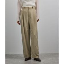 【洗える】ウール混ツイル ベルト付きツータックワイドパンツ/セットアップ対応【WEB・一部店舗限定】