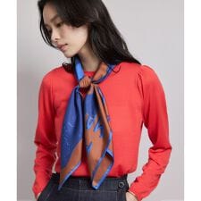 袖ギャザークルーネックニットプルオーバー/イージーケア