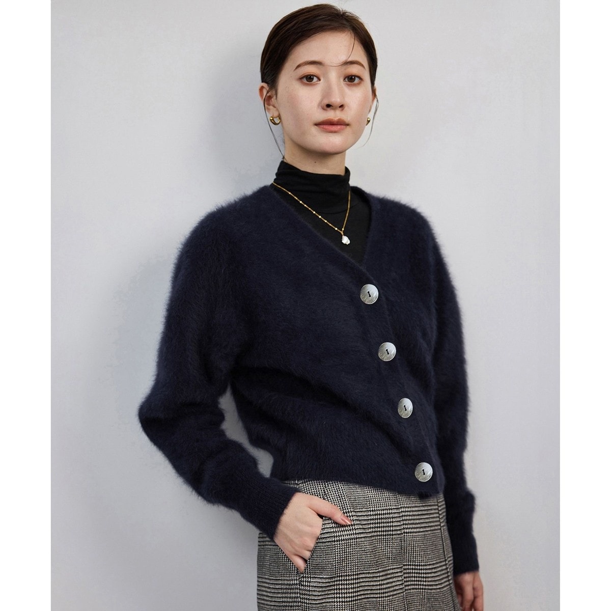 【新品未使用50%オフ】ROPÉ ロペ　フォックスラクーンクルーネックニット ROPÉ(ロペ) / フォックスラクーンクルーネックニット (トップス