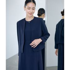 トリアセダブルクロス クルーネックジャケット/イージーケア・セットアップ対応・26SS