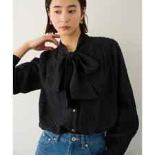 2WAYドットジャガードボウタイブラウス/イージーケア