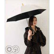 [撥水/晴雨兼用]バンブーハンドルバイカラーパラソル(雨傘・遮熱日傘)/UV&遮光率100%カット/