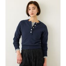 ヘンリーネックラグランスリーブニットプルオーバー/イージーケア