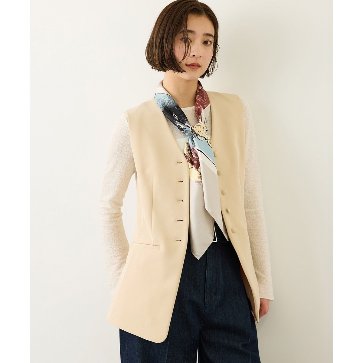 ダブルクロスストレッチフレアジレ/接触冷感・イージーケア・セットアップ対応