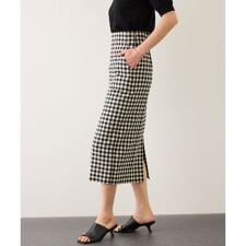 [美人スカート]リネン混ギンガムチェックポケット付きタイトスカート/26SS・イージーケア