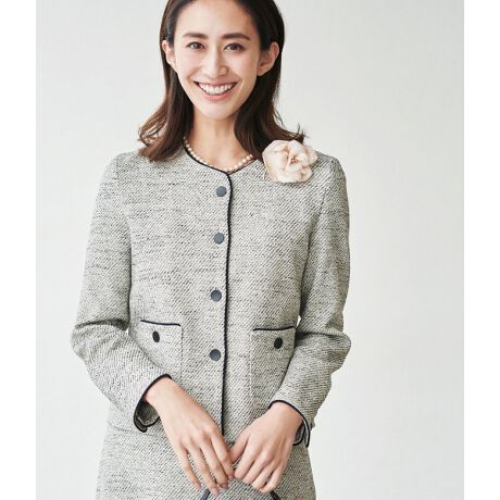 セットアップ対応】ミックスツイードノーカラージャケット | ロペ(ROPE  
