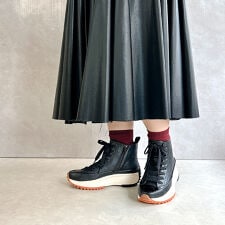 【26春夏新作】【人気商品】厚底 サイドファスナー ハイカット レースアップスニーカー