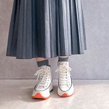 【26春夏新作】【人気商品】厚底 サイドファスナー ハイカット レースアップスニーカー