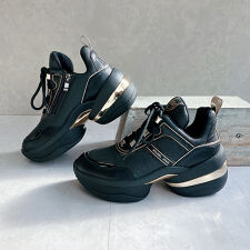 【26春夏新作】上品スニーカー サッと履ける 異素材コンビ厚底 大人スニーカー