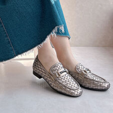 【26春夏新作】柔らかい！編み込みデザイン ビットローファー