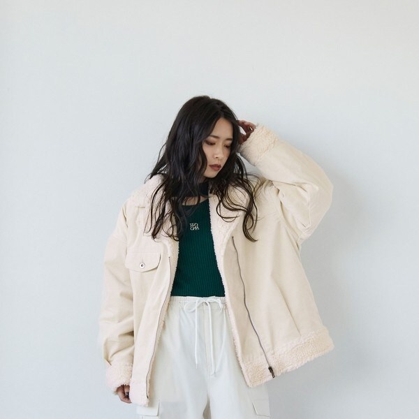 snidel 衿ボアコーデュロイブルゾン