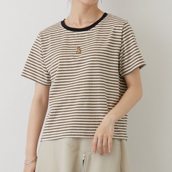   ロコ刺繍クルネックTシャツ 1420M2 222 セール】 ロゴ刺繍カットソー （Tシャツ）｜INGEBORG