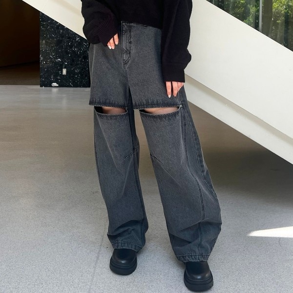 リベットデザイン・スリットデニムパンツ | NICOLE CLUB | マルイ