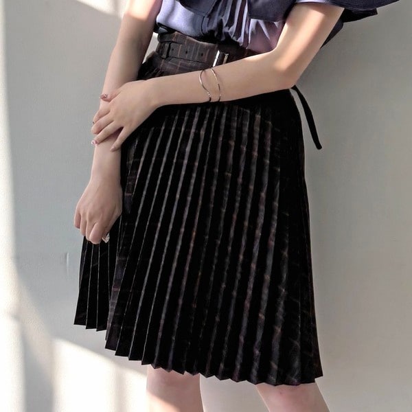 最終45R ダンプ プリーツスカートアコーディオン ブラック フォーマル