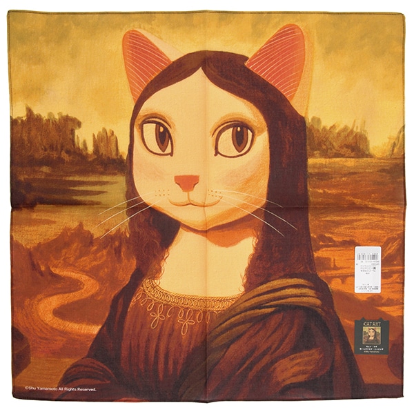 キャットアート プリントハンカチ モニャ・リザ 【CAT ART