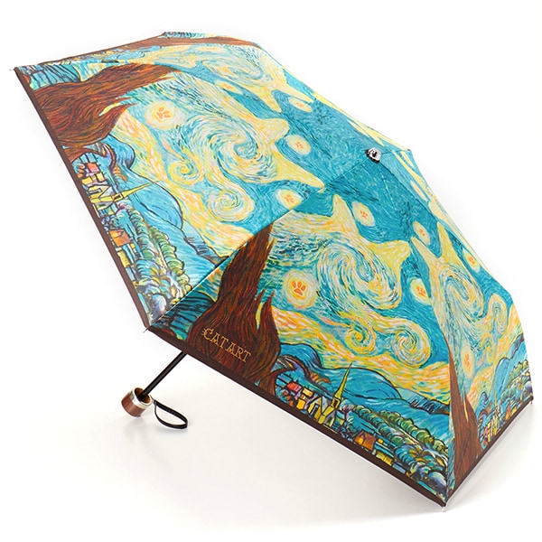 キャットアート 晴雨兼用 折りたたみ傘 (袋付) プラハ聖ニャート大聖堂