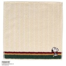 スヌーピー　メンズ　タオルハンカチ　ストライプ　スヌーピー刺繍　【PEANUTS】
