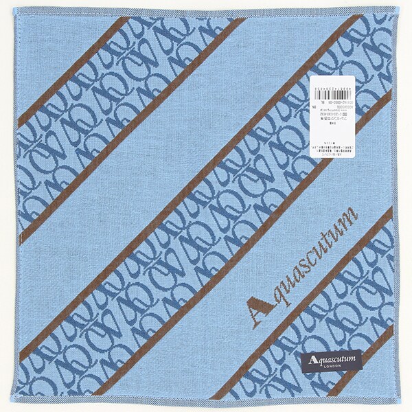 アクアスキュータム　メンズ　ガーゼハンカチ　ロゴストライプ　【Aquascutum】