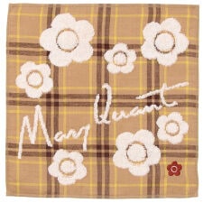 マリークヮント　表ガーゼ・裏タオルハンカチ　タータンチェック　【MARY QUANT】