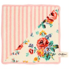 キャス キッドソン　シェニール織　タオルハンカチ　フラワー＆ストライプ