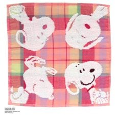 スヌーピー　表ガーゼ地・裏タオルハンカチ　多色チェック　【PEANUTS】