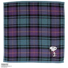 スヌーピー　メンズ　表ガーゼ地・裏タオルハンカチ　チェック　ワンポイント刺繍　【PEANUTS】