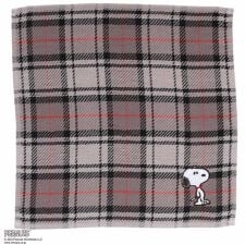 スヌーピー　メンズ　表ガーゼ地・裏タオルハンカチ　チェック　ワンポイント刺繍　【PEANUTS】