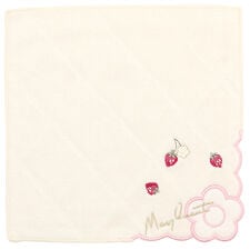 マリークワント　ミニ　タオルハンカチ（20cm）イチゴ刺繍　【MARY QUANT】